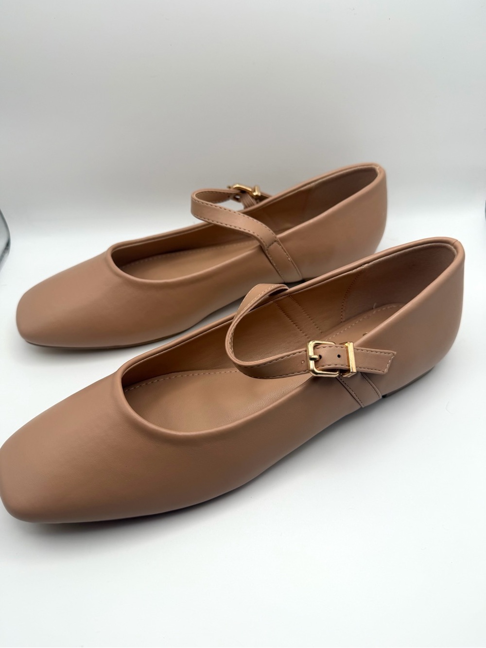 NWT NY&C Nude Square Toe Mary Jane Ballet Flats Shoes 8.5⁠ - Picture 3 of 8
